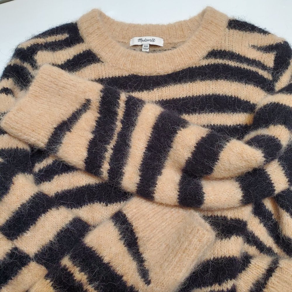 MADEWELL Pullover Sweater in Tiger Stripe - Oversized XXS